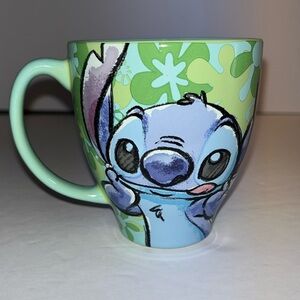 Disney Store Authentic Stitch Lilo & Stitch Green Floral Coffee Tea Mug Cup